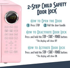 Nostalgia Retro Microwave Oven 0.7 Cu Ft, 700-Watt Countertop Size with Glass Turntable, Child Safety Lock, 8 Auto-Cook Programs, Digital Clock, Pink