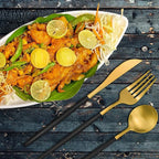 Black and Gold Silverware Set for 8, 40-Piece Matte Handle Flatware, Stainless Steel Cutlery Tableware, Kitchen Utensils Include Spoons and Forks, Dishwasher Safe