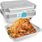9x13 Thickened Aluminum Foil Pans With Lids, 10Pack Extra Deep Disposable Aluminum Pans for Roasting, Baking, Cooking, Food Prep, Chafing, Steam Table, Oven, Cake, and Party Catering.