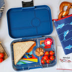 Yumbox TAPAS Larger Size Leakproof Bento Lunch Box, 4 Compartment Removable Tray, Pack Sandwiches, Salads, Healthy Sides and Dips, Lunch box for Adults and Kids (Monte Carlo Blue Race Cars)