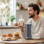 Milk Frother, Paris Rhône 4-in-1 Milk Steamer and Frother, Hot & Cold Foam Milk Warmer with Temperature Control, Auto Shut-Off Frothers for Coffee, Latte, Cappuccino, Macchiato