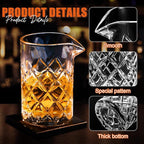 Dandat Cocktail Mixing Glass Crystal Stirring Glass Thick Bottom Seamless Cocktail Pitcher for Home Bartender Bar Whiskey Martini Drink Shaker Accessories(6 Pcs,17 oz)