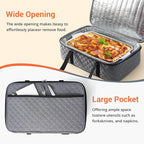Casserole Carrier - Large Portable Insulated Food Carrier for Hot or Cold Food, Lunch Tote Warmer or Cooler Bag, Lasagna Lunch Bag for Work Picnic Hiking Beach - Fits 16" x 10"Baking Dish-Grey