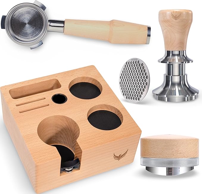 Breville Espresso Machine Accessories Set 54mm Calibrated Tamper, Tamping Station, Bottomless Portafilter, Coffee Distributor and Puck Screen