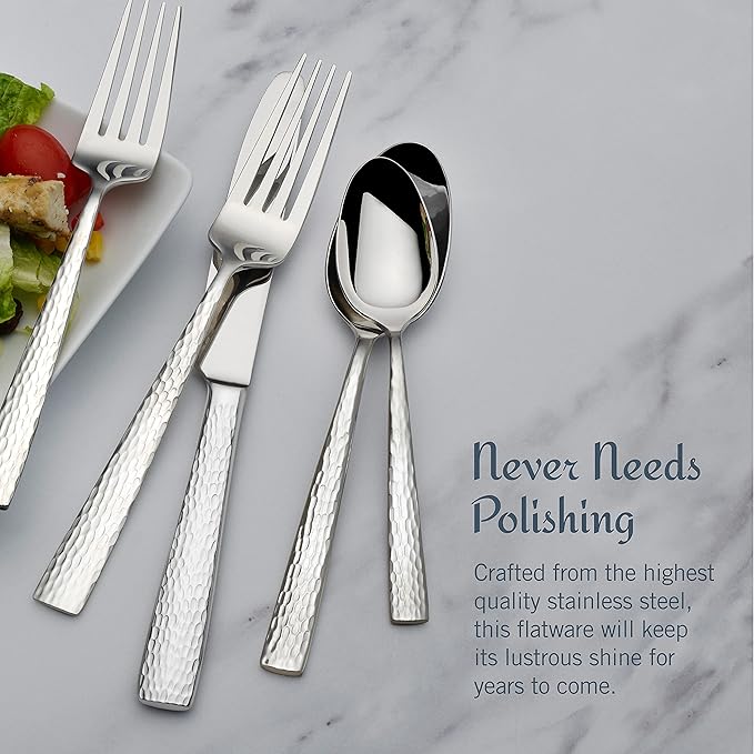 Mikasa, Oliver Gleam Flatware Service for 12, 65 Piece Set, 18/10 Stainless Steel, Silverware Set with Serving Utensils