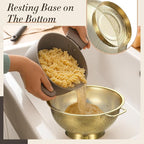 Sawysine 5 Pcs Gold Kitchen Appliances Includes 5 Quart Gold Colander and 2 Pcs Strainer Set, Lemon Squeezer, Stainless Steel 4 Sides Grater Slicer with Handle for Kitchen