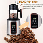 Electric Coffee Bean Roaster Machine for Home Use – 1500W Air Coffee Roaster with Adjustable Temperature & Timer, Built-In Chaff Collector & Air Circulation 100g Capacity Electric Coffee Roaster