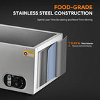 WILPREP Commercial Food Warmer, 1500W Countertop Electric Warmer with 86-185°F Adjustable Temp Control & Over-Temperature Protection, Stainless Steel Buffet Bain Marie for Catering Restaurants