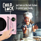 Nostalgia Retro Compact Countertop Microwave Oven 0.7 Cu. Ft. -700-Watts with LED Digital Display-Child Lock-Easy Clean Interior-Pink