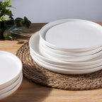 AmorArc Dinner Plates Set of 4, Handcrafted Porcelain Wavy Rim 10.5 Inch Modern Ceramic Plates Set, Dinnerware Dishes for Kitchen-Microwave&Dishwasher&Oven Safe, Chip resistant-Speckeld White