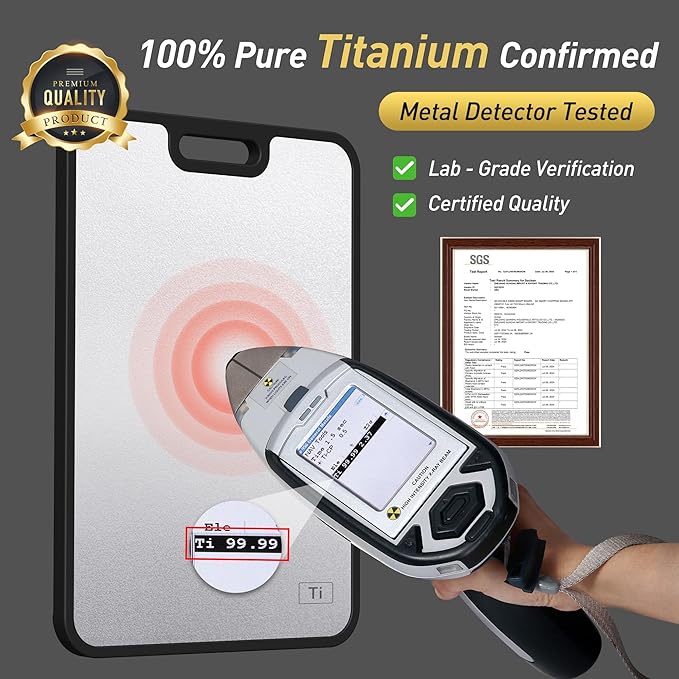 2 in 1 Pure Titanium Cutting Boards for Kitchen Chopping Board with Handle Large Big Small Kitchen Meat Butcher Block Not Stainless Steel Wood Bamboo Glass Rubber Plastic Silicone Acrylic Teak Sink