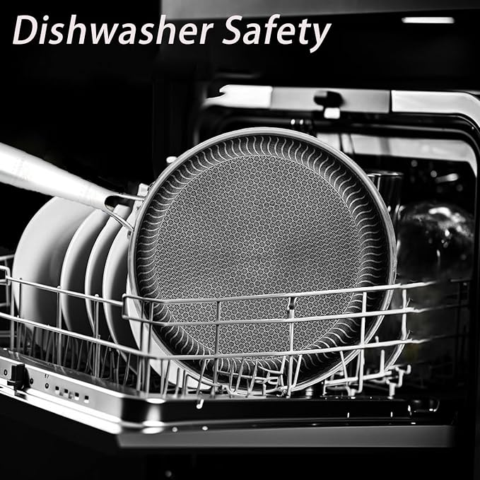 Non Stick Frying Pan,11.6 Inch Hybrid Nonstick Frying Pan,Non Stick Stainless Steel Skillet, Dishwasher and Oven Safe,Compatible with All Cooktops.