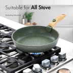 10 Pcs Pots and Pans Set Non Stick, Nonstick Kitchen Cookware Sets Detachable Handle, Induction Pots and Pans Set with Removable Handle, RV Cookware for Camping, Oven Safe, PFOS, PFOA Free, Green