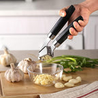 Stainless Steel Garlic Press for squeezing out garlic paste Garlic peeler,Mincing Garlic crusher,Easy Squeeze, Dishwasher Safe,Black,By Amber & Sean(Black Marbled)