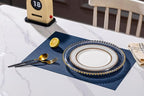 LEXMORE Placemats Set of 8 Vinyl/Plastic Woven Place Mats for Kitchen Table Indoor/Outdoor Washable Placemat Wipeable Dining Table Mats(Navy Blue)