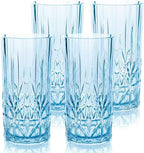BELLAFORTE Shatterproof Tritan Tall Tumbler, Set of 4, 18oz - Myrtle Beach Drinking Glasses - Unbreakable Plastic Drinking Glasses for Gifting, Parties, New Year - BPA Free - Dishwasher Safe - Blue