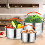 GREATLINK Vegetable Steamer Basket for Pot, Instant Pot Accessories 3Qt, Stainless Steel Mesh Strainers and Colanders for Cooking Broccoli, Eggs, Pasta, Quinoa, Spaghetti (3 Qt - Steamer Basket)