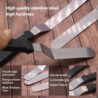 Stainless Steel Icing Spatulas Angled Cake Spatulas with 3 Cake Smoother Scrapers- Professional Frosting Offset Spatula Set with 6, 8, 10 inch Blades for Cake Decorating