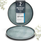 Stoneware Small Dinner Plates Set of 2, Modern Rustic -Style, 7.9"" Ceramic Plates, Dishwasher, Microwave Safe, Kitchen Plates-Rustic Blue, Large