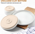 LIANYU 18-Piece Dinnerware Sets for 6, Stoneware Dinner Plates and Bowls, Kitchen Dining Dishes Set, Dishwasher & Oven Safe, Snowy White