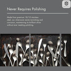 Matte Silverware Set, 18/10 Stainless Steel Satin Flatware, Modern Brushed Finish Cutlery, Dishwasher Safe & Durable, Built to Last (60-Piece, Marettimo Hammered)