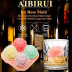 Whiskey Ice Cubes Mold,Rose Gift Ball Ice Maker Mold,8 Ice,Fun Shapes 2in,Silicone Ice Cube Tray for Birthday Christmas Party,Fun Accessories for Gift,Rose Ice Cube Mold for Cocktails,Bourbon