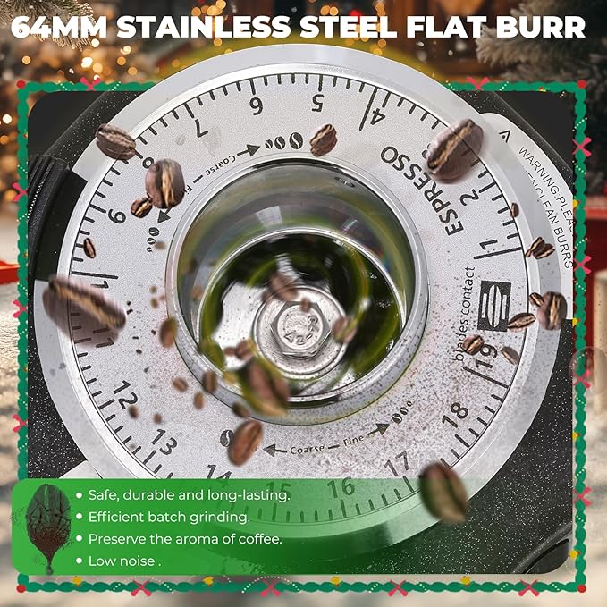 Commercial Coffee Grinder Electric Flat Burr Coffee Bean Grinder with 19 Settings Touch Screen Espresso Machine with Large 35oz Hopper, Black