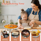 E-far 10 Inch Fluted Cake Pan, Nonstick Tube Pan for Baking Pound Cake, Heavy Duty Carbon Steel Round Baking Mold, Easy Release & Easy to Clean, 10 Cup, Champagne Gold