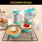 Beasea Mini Pie Pans with Lids, 120 Pack 4 Inch 8oz Disposable Mini Cake Pans Creme Brulee Aluminum Foil Pie Tart Ramekins Tins Elegant Blue Small Individual Round Containers Oven Safe for Baking