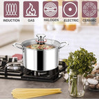 LIANYU 6QT 18/10 Stainless Steel Stockpot with Lid, Tri-Ply Heavy Duty Soup Cooking Pasta Canning Pot, 6 Quart Boiling Strew Simmer Induction Pot, Dishwasher Safe Cookware