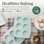 Larder & Vine 8-Piece Bakeware Set | Non-Stick Baking Set with Ceramic Finish | PFAS, PFOA, PTFE, and BPA Free Baking Essentials | Baking Sheets, Muffin Tins and Assorted Baking Pans | Sage
