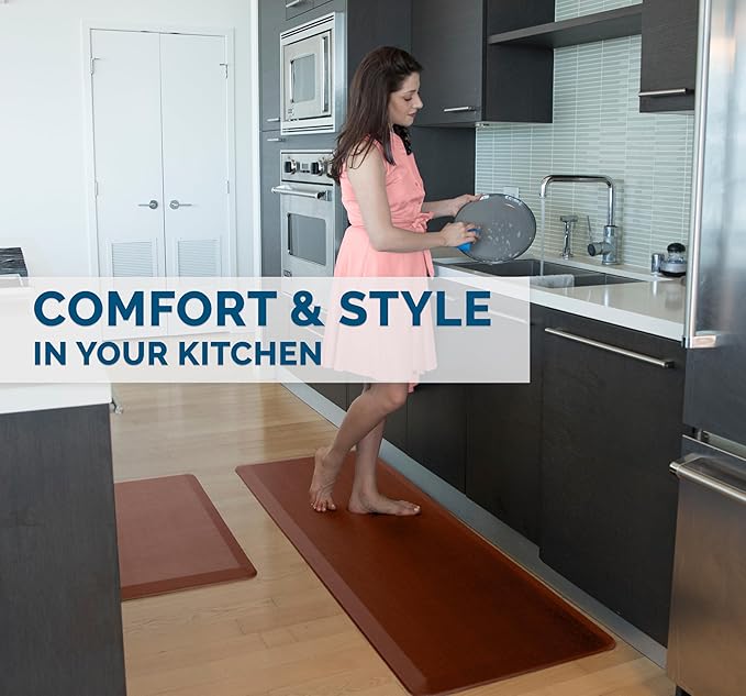 ComfiLife Anti Fatigue Floor Mat – 3/4 Inch Thick Kitchen Mats for Floor, Standing Desk Mat, Kitchen Rug – Comfort at Home, Office – Durable – Stain Resistant – Non-Slip Bottom (20" x 32", Brown)