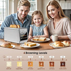 Toaster 2 Slice Wide Slot, Stainless Steel Digital Toasters Best Rated Prime, Touch Screen Toaster for 5 Bread Types/6 Shade Settings/Single Slot Toasting/Memory Function/Defrost/Reheat