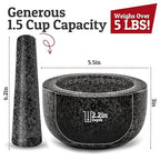 Priority Chef Heavy Duty Mortar and Pestle Set, 1.5 Cup, 100% Granite, Non Slip Base, Make Fresh Guacamole, Salsa, Pesto, Stone Grinder Bowl, Herb Crusher, Spice Grinder, 5.5 Inch - Black