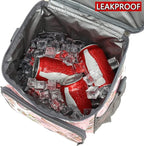 FlowFly Insulated Reusable Lunch Bag Adult Large Lunch Box for Women and Men with Adjustable Shoulder Strap,Front Zipper Pocket and Dual Large Mesh Side Pockets,Rose