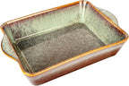 Rectangular 10 x 8 Casserole Dish, 2 Qt Ceramic Au gratin Baking Dish with Handles, Or for mixing, salad, pasta plate, Best gift for those who love baking, Microwave, Oven safe