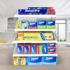 2 Pack Expandable Kitchen Wrap Organizer Rack, Height & Width Adjustable Aluminum Foil and Plastic Wrap Organizer for Pantry, Cabinet Food Wrap Organization and Storage - (3 Tier 9.8 to 15.6"L)