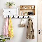 Coat Hooks Wall Mount Heavy-Duty - 8-Pack Double Prong Metal Wall Hook for Living Room, Bedroom, Bathroom, Kitchen, Closet, for Coat, Bag, Scarf, Towel, Hat, Key, Easy Installation (Black)