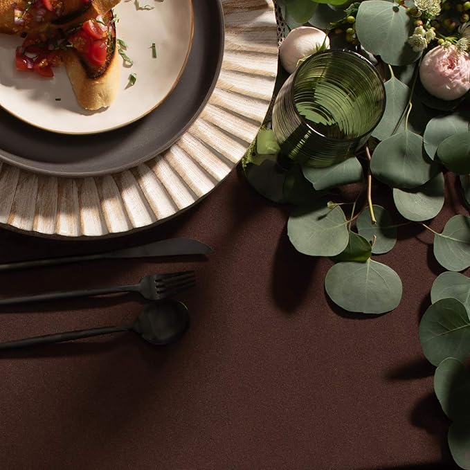 Gee Di Moda Rectangle Tablecloth - 60 x 102 Inch Chocolate Table Cloth for 6 Foot Rectangle Table - Heavy Duty Washable Fabric - for 6 Ft Buffet Table, Holiday Party, Dinner, Wedding & Baby Shower