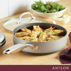 Anolon Achieve Hard Anodized Nonstick Sauté Pan with Lid, 3 Quart - Silver