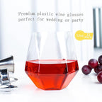 LUODA 32 Pack Clear Plastic Stemless Wine Glasses, 12 Oz Clear Plastic Diamond Glasses, Disposable Whiskey Glasses for Birthday, Housewarming Wine Glasses For White Wine