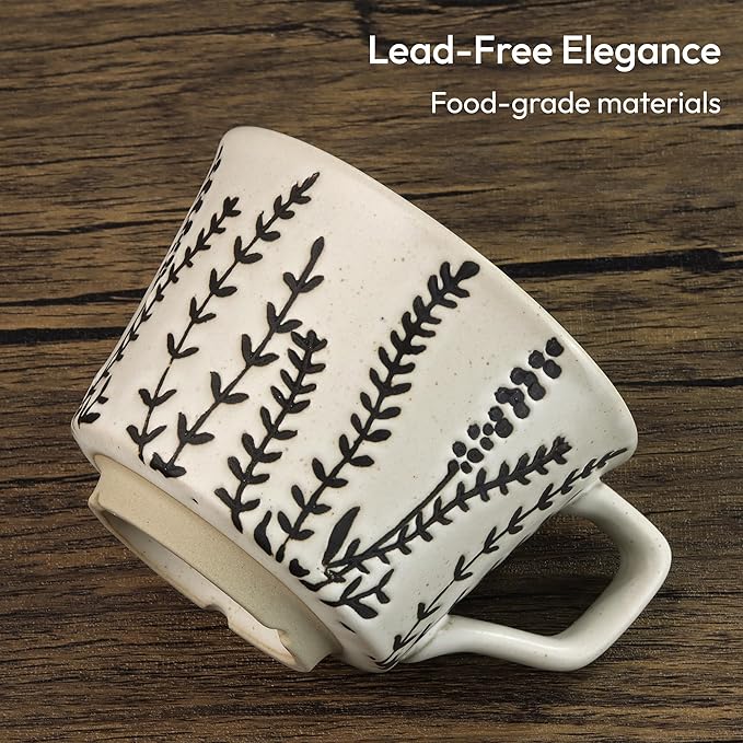Ceramic Coffee Mug, 12 oz Novelty Unique Teacup with Handle, Stoneware Cup for Tea Mocha Latte Cappuccino Espresso (Grass)