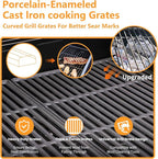 4-Burner Propane Gas BBQ Grill with Plate, 49200 BTU 2 in 1 Propane Griddle Grill Combo with 2 Foldable Side Table for Outdoor Cooking Camping Patio Backyard (4 burner +griddle)