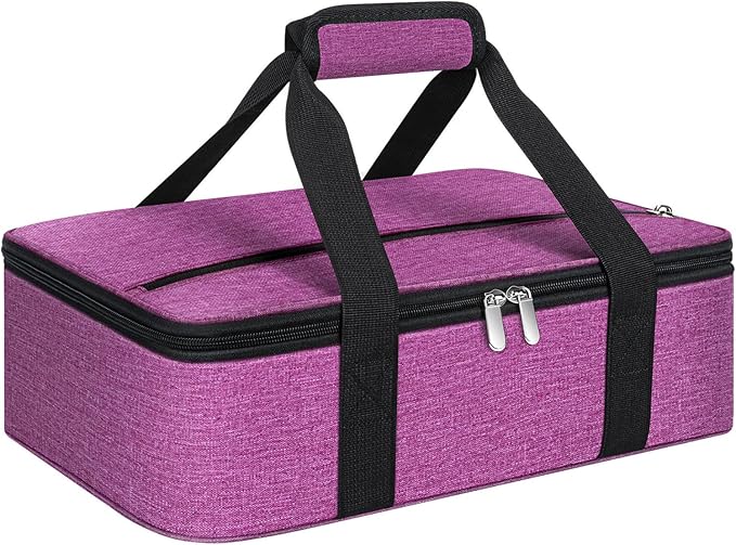 Insulated Casserole Carrier, Portable Casserole Carrier for Hot or Cold Food Lunch Tote Warmer or Cooler Bag, Lasagna Lunch Bag for Potluck Parties- Fits 9" x 13" Baking Dish-Rose Purple