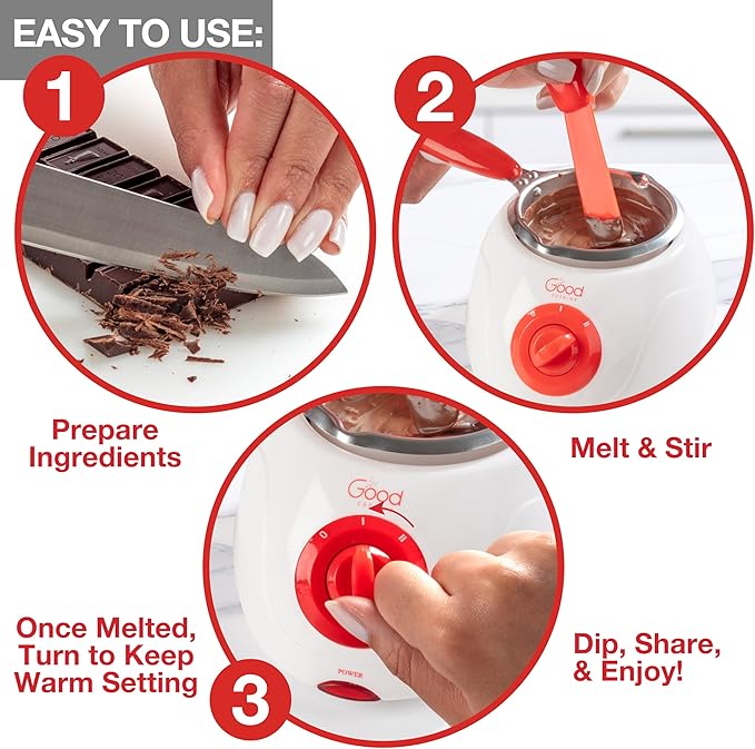 Electric Chocolate Melting Pot Set- XMAS Candy Bar Making or Fondue Fountain Kit w/ 30 Bonus Accessories-Dip, Drizzle & Decorate Strawberries, Marshmallows, Snacks- Holiday Party Appetizers Desserts