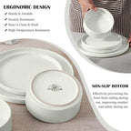 E-far Stoneware Dinnerware Sets, 12-Piece Plates and Bowls Dish Set for 4, Kitchen Modern Dinning Dishware, Chip and Scratch Resistant, Microwave & Dishwasher Safe, Speckled White