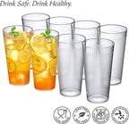 Amazing Abby - Cafely - 24-Ounce Plastic Tumblers (Set of 8), Plastic Drinking Glasses, Restaurant-Style Tumblers, Commercial-Grade Cups, Stackable, BPA-Free, Shatter-Proof, Dishwasher-Safe, Clear