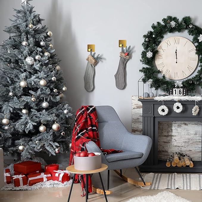 VIS'V Adhesive Towel Hooks, Waterproof Shower Wall Stick on Hooks, Gold, 4 Pcs