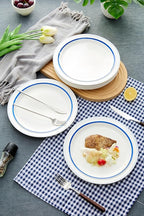 9-inch Porcelain Dinner Plate Set of 6 - Microwave, Oven and Dishwasher Safe, Scratch Resistant. (9-inch Blue)