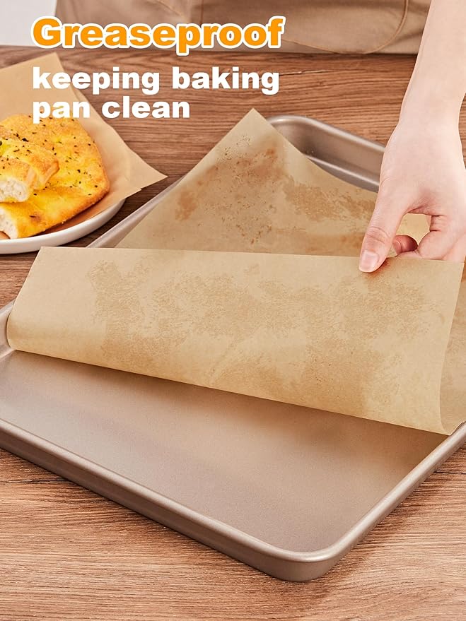 SMARTAKE 50 Pcs Parchment Paper Baking Sheets, 12x16 Inches Non-Stick Precut Baking Parchment, for Baking Grilling Air Fryer Steaming Bread Cup Cake Cookie and More (Unbleached)